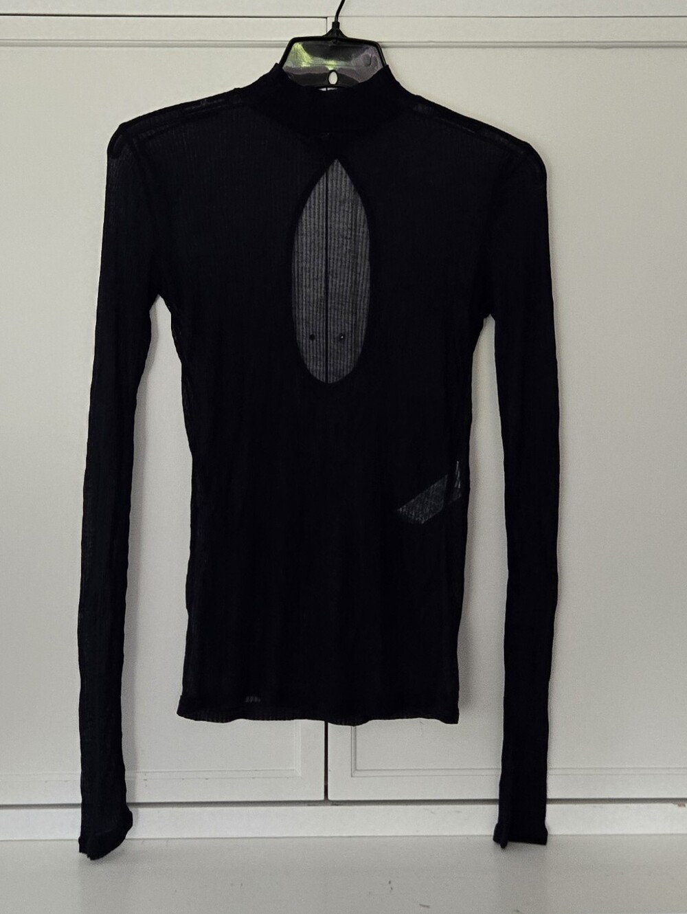 NWOT Zara Long-Sleeve Sheer Keyhole Top